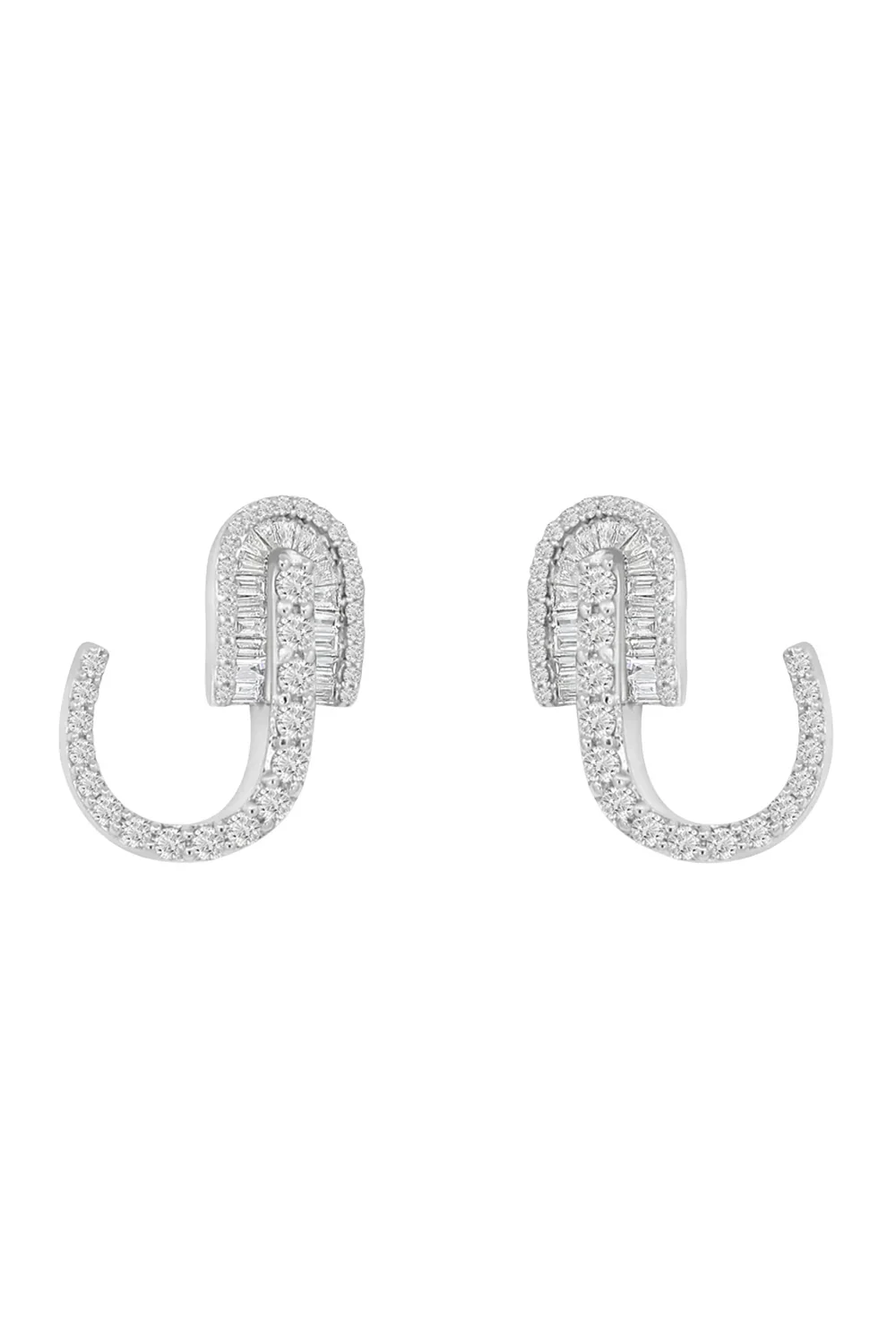 U LOS ANGELES Diamond Baguette U Huggie Hoop Earrings
