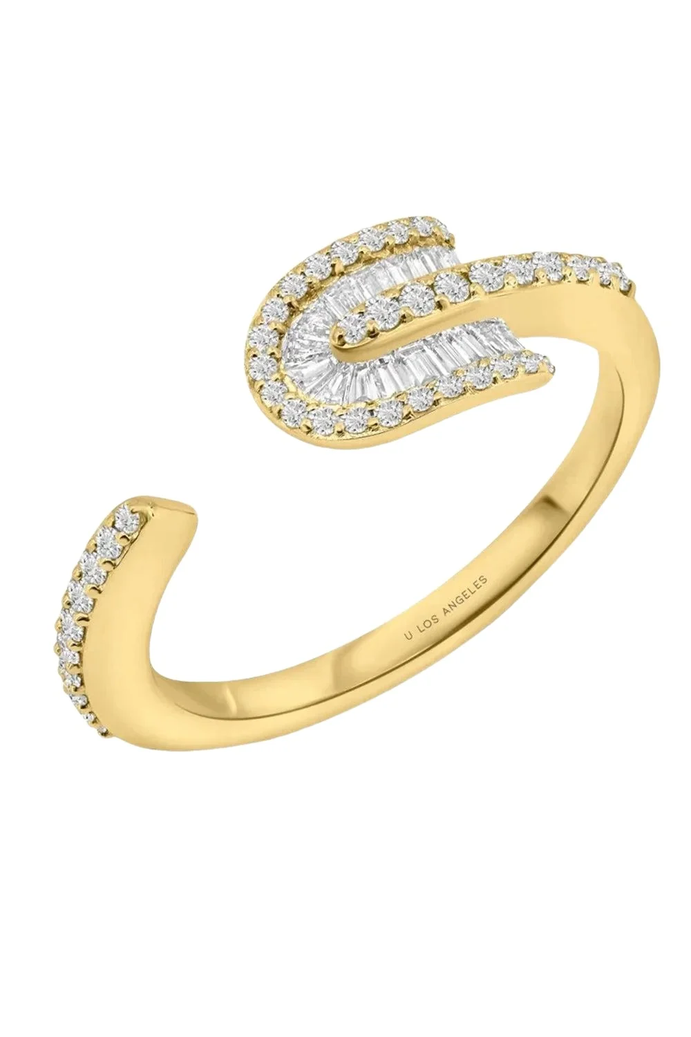 U LOS ANGELES Diamond Baguette U Solo Open Ring