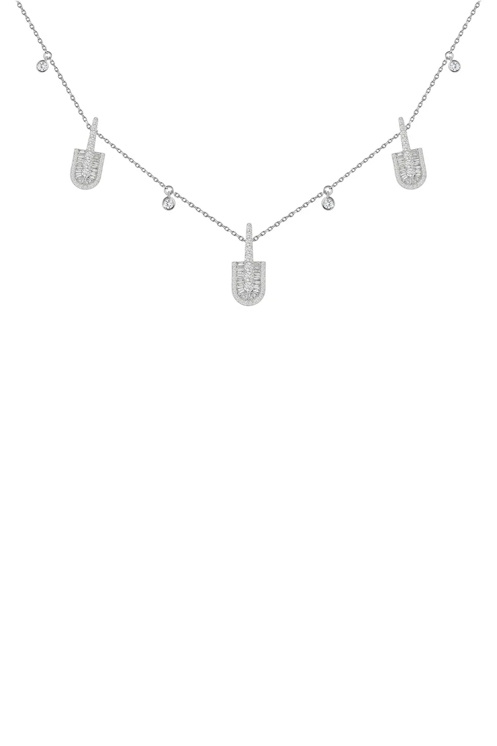 Diamond Baguette U Trio Charm Necklace Diamond Baguette U Trio Charm Necklace