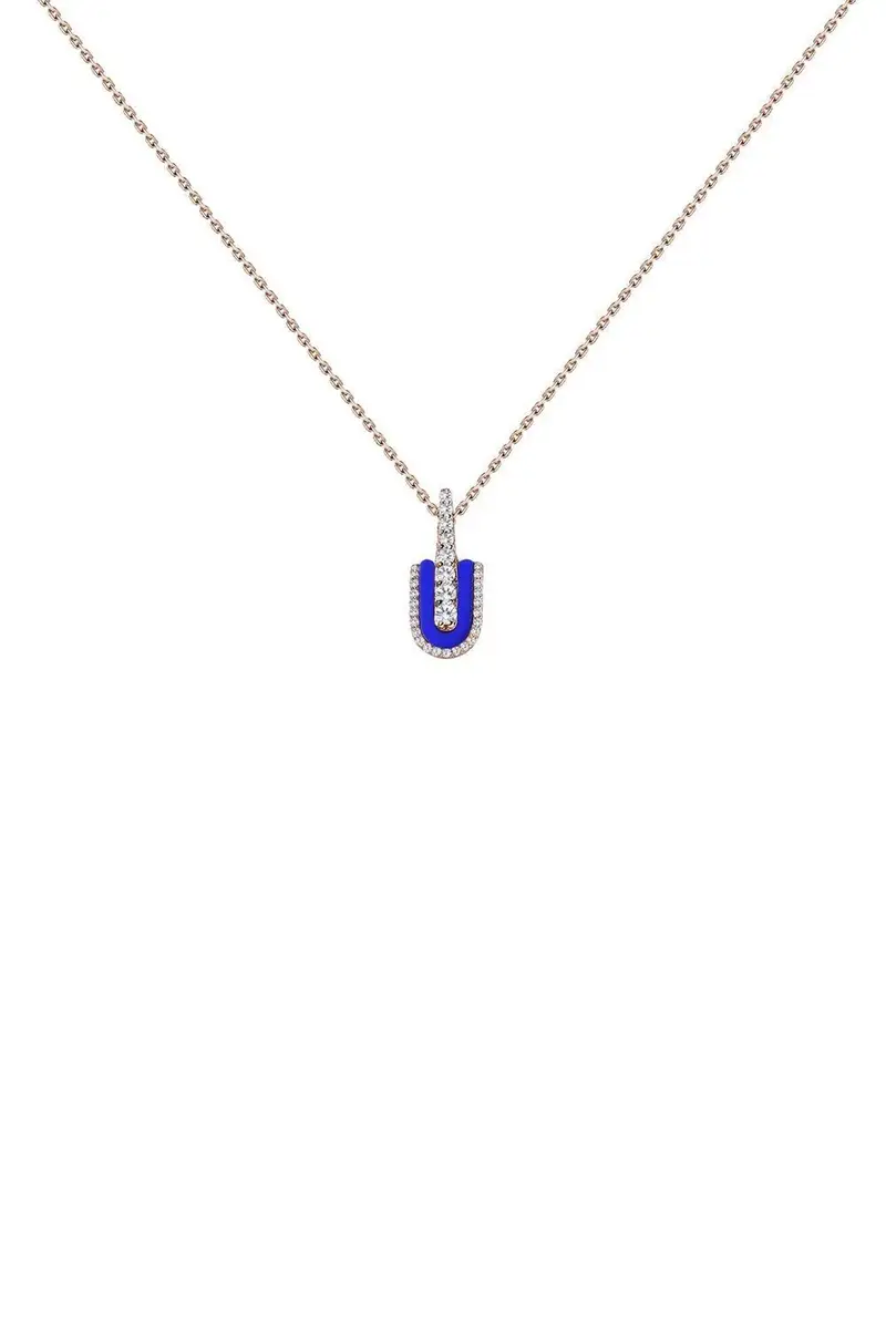 U LOS ANGELES Diamond Lapis U Solo Midi Necklace | Image 1 U LOS ANGELES Diamond Lapis U Solo Midi Necklace | Image 1