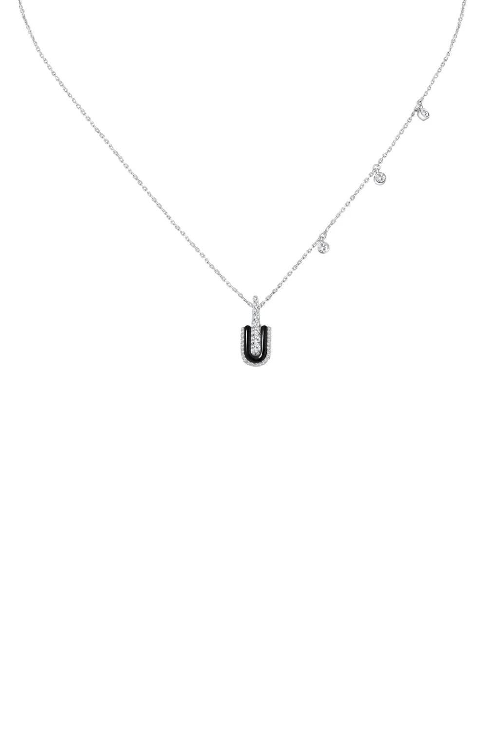 Diamond Onyx U Solo Charm Necklace