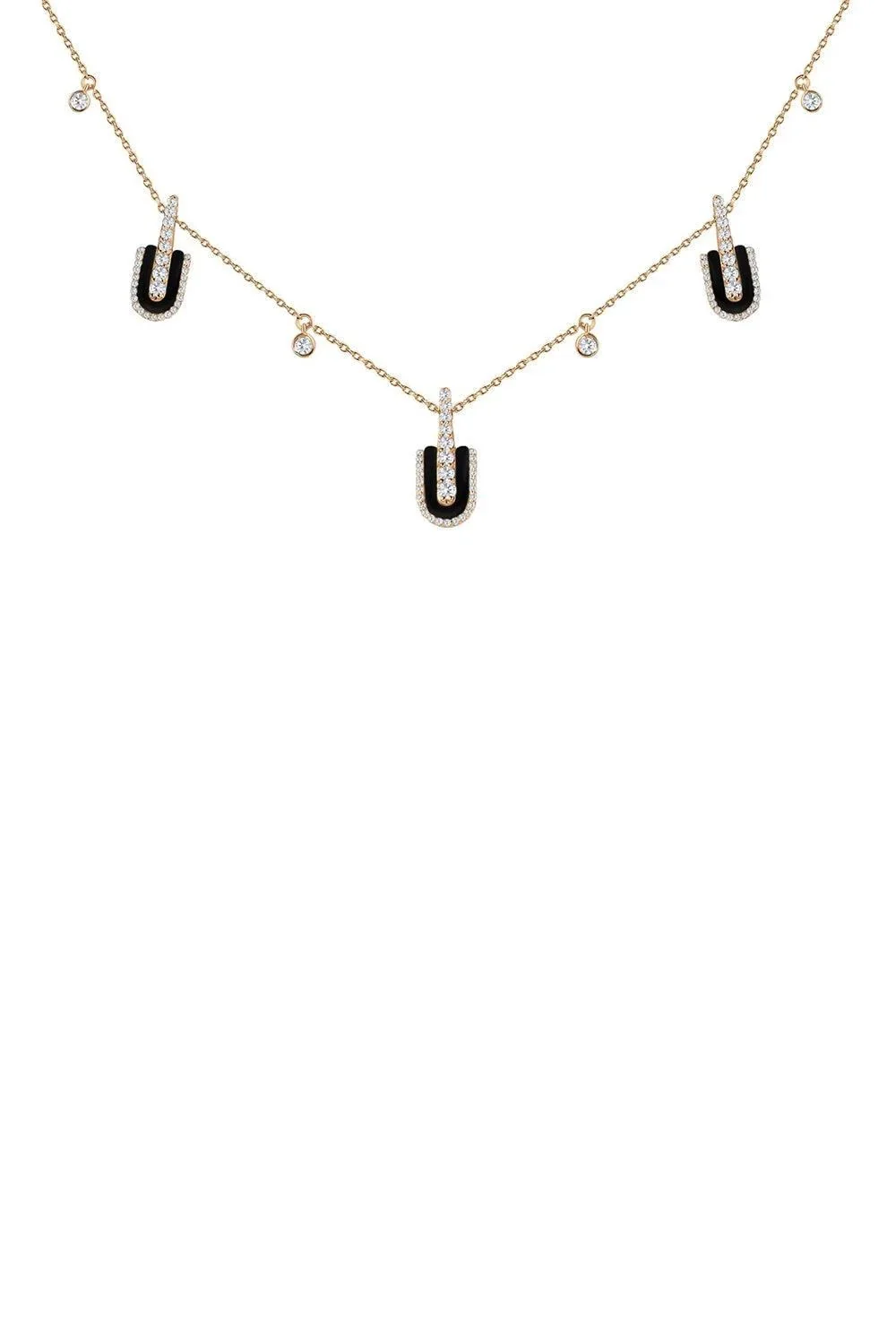 Diamond Onyx U Trio Charm Necklace Diamond Onyx U Trio Charm Necklace