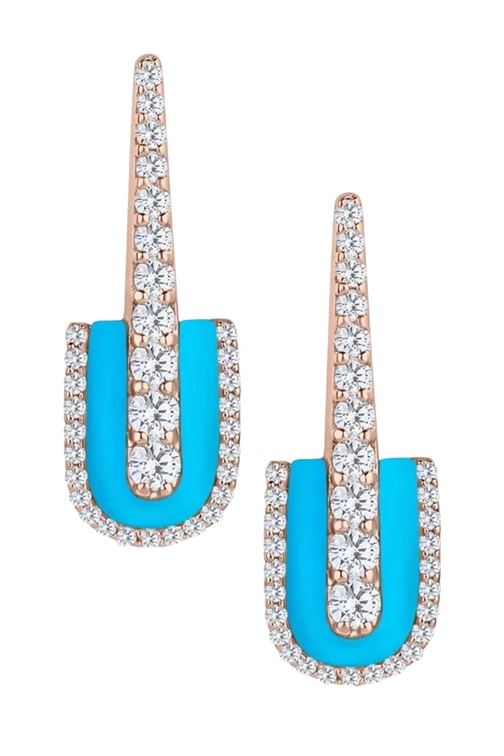 U LOS ANGELES Diamond Turquoise U Drop Earrings