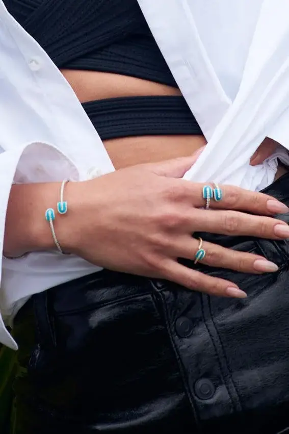 U LOS ANGELES Diamond Turquoise U Duo Maxi Ring | Thumbnail 2 U LOS ANGELES Diamond Turquoise U Duo Maxi Ring | Thumbnail 2