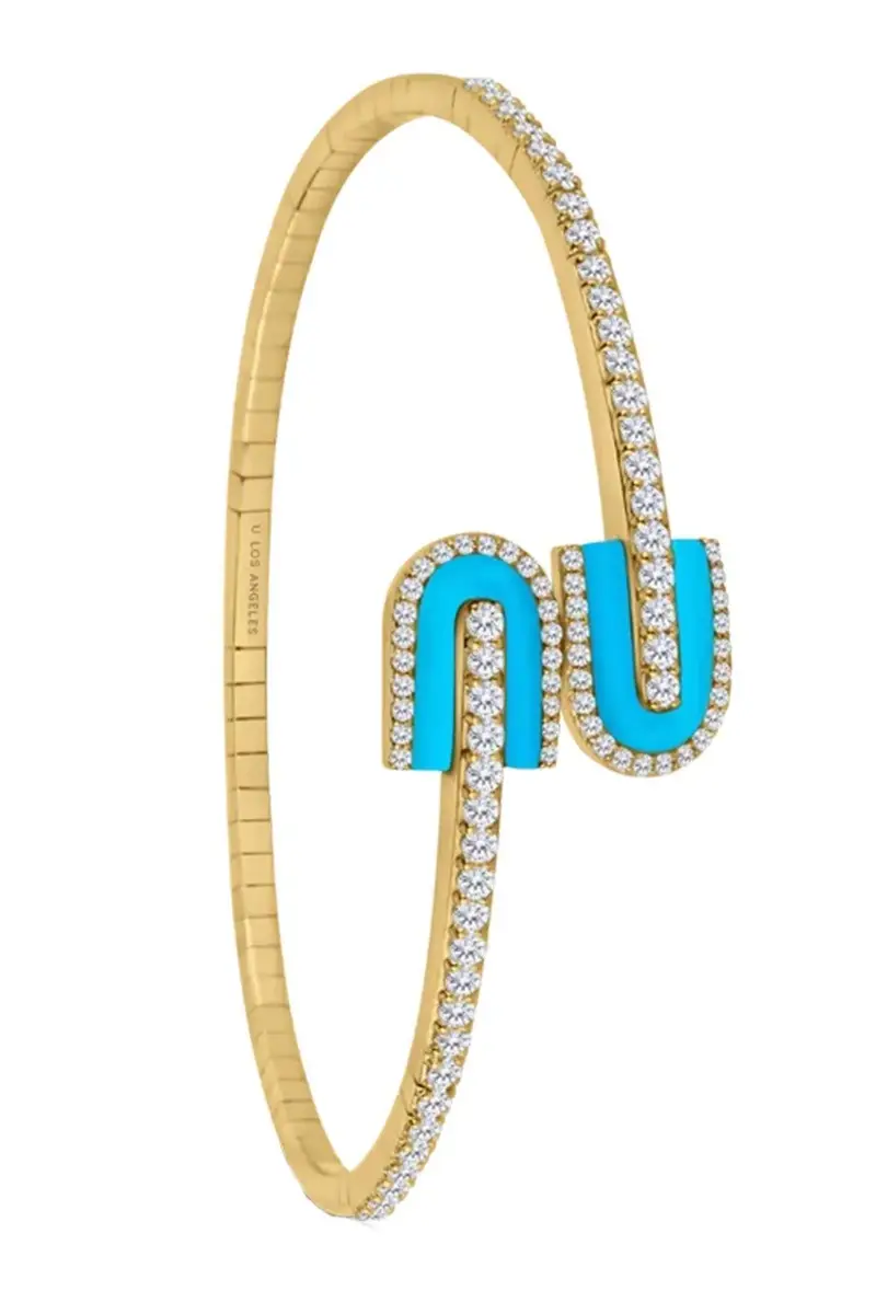 U LOS ANGELES Diamond Turquoise U Duo Mini Bangle Bracelet | Thumbnail 3 U LOS ANGELES Diamond Turquoise U Duo Mini Bangle Bracelet | Thumbnail 3
