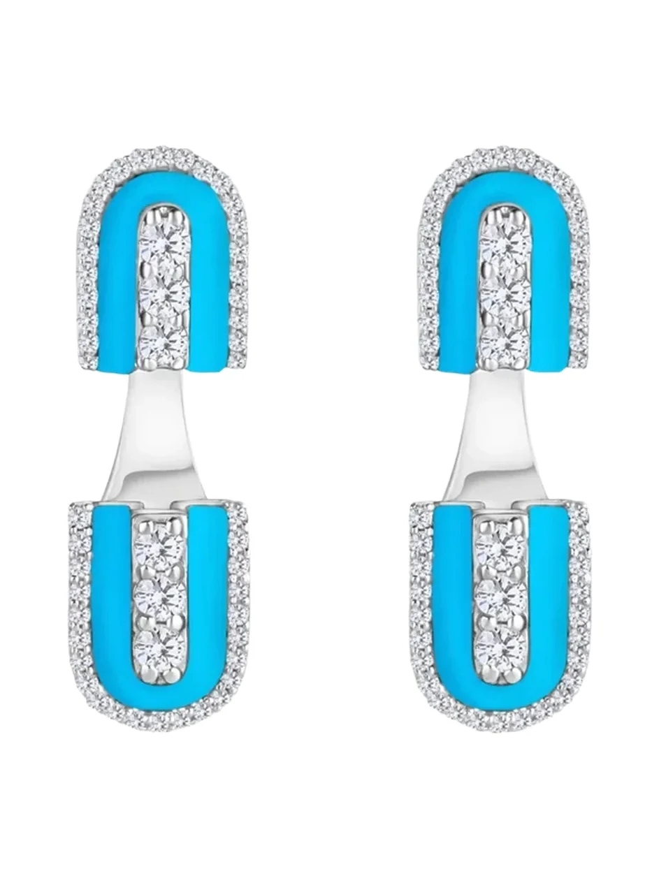 U LOS ANGELES Diamond Turquoise U Floating Stud Earrings