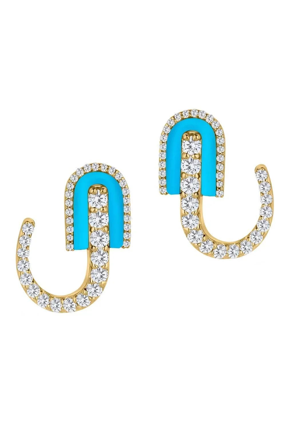 U LOS ANGELES Diamond Turquoise U Huggie Earrings