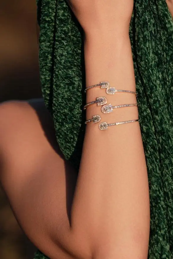 U LOS ANGELES Diamond U Duo Mini Baguette Bangle Bracelet | Thumbnail 2 U LOS ANGELES Diamond U Duo Mini Baguette Bangle Bracelet | Thumbnail 2