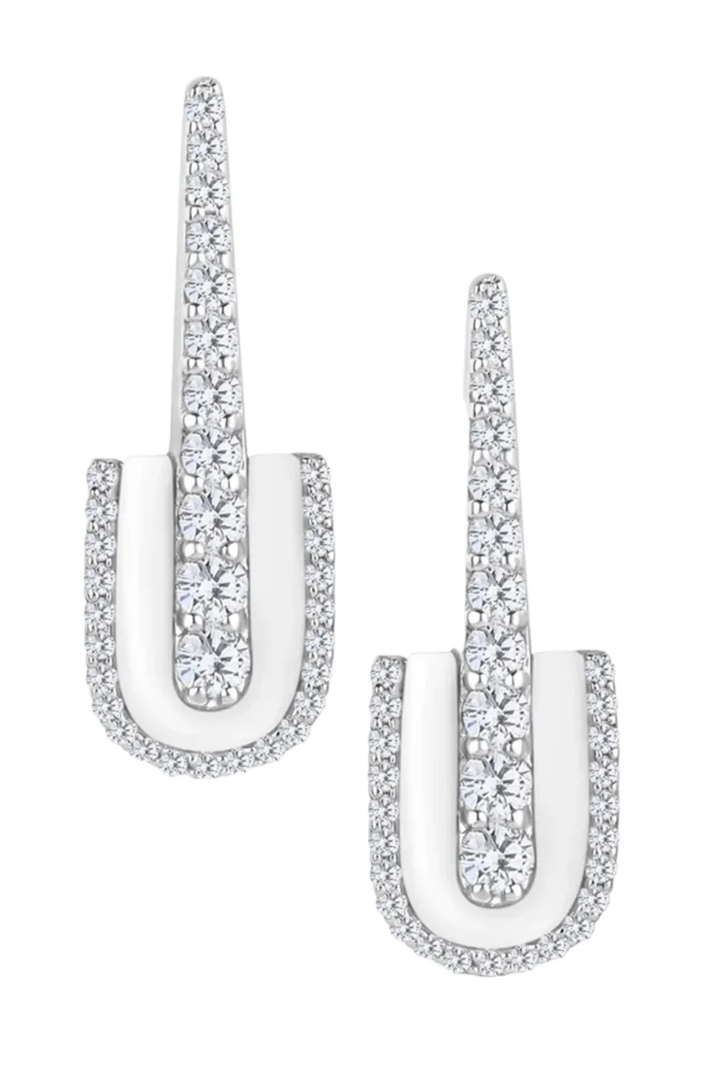 Diamond White Quartz U Drop Earrings Diamond White Quartz U Drop Earrings