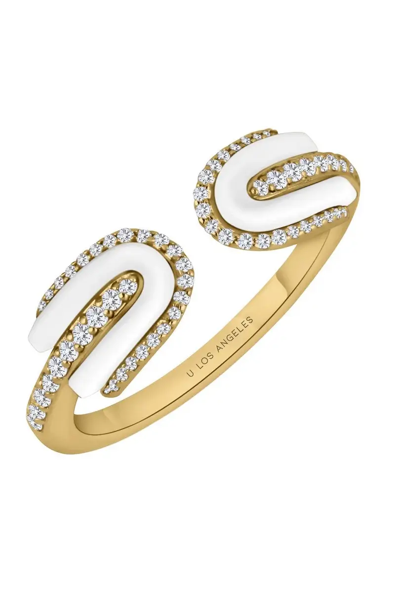 U LOS ANGELES Diamond White Quartz U Duo Open Ring | Image 1 U LOS ANGELES Diamond White Quartz U Duo Open Ring | Image 1