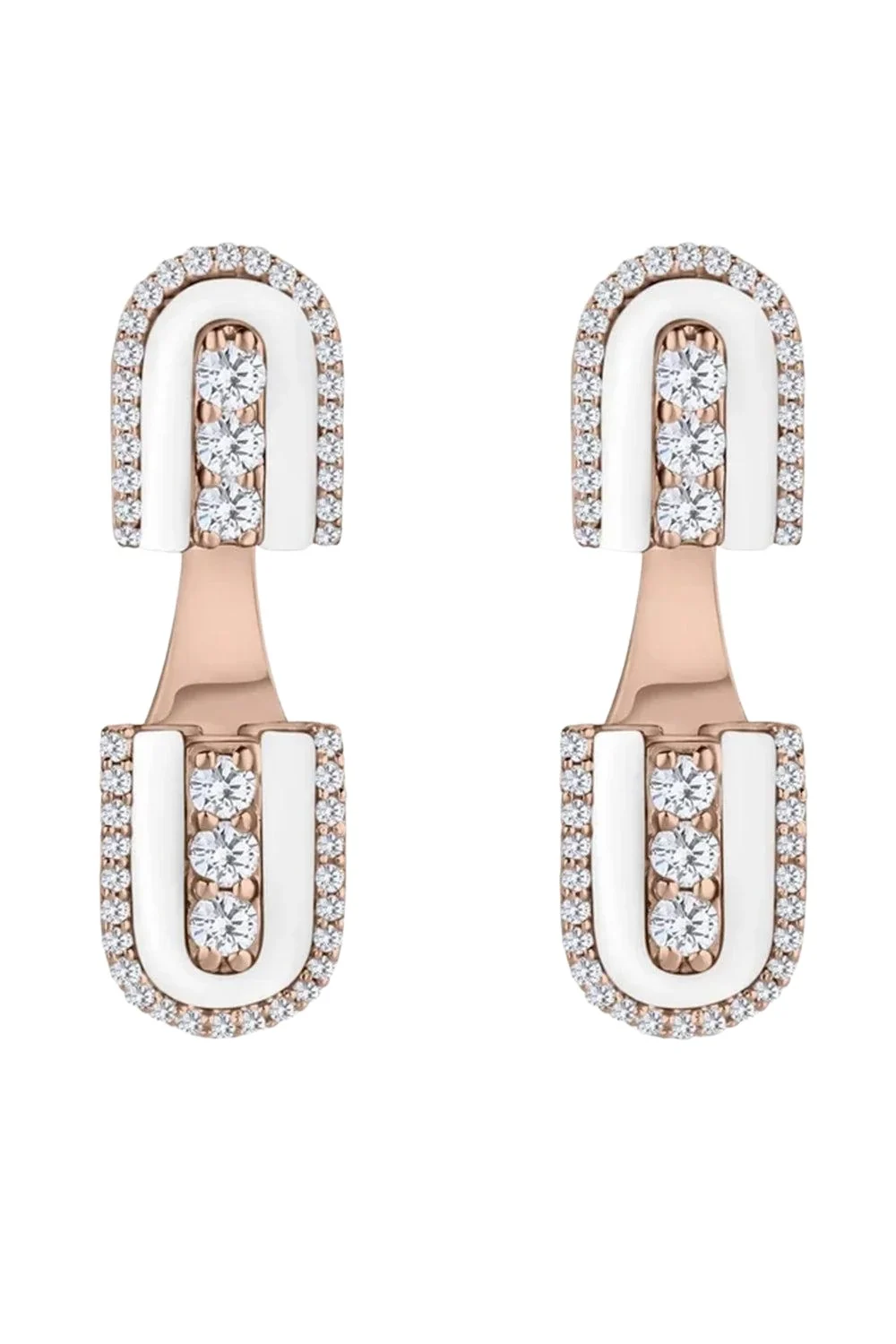U LOS ANGELES Diamond White Quartz U Floating Stud Earrings