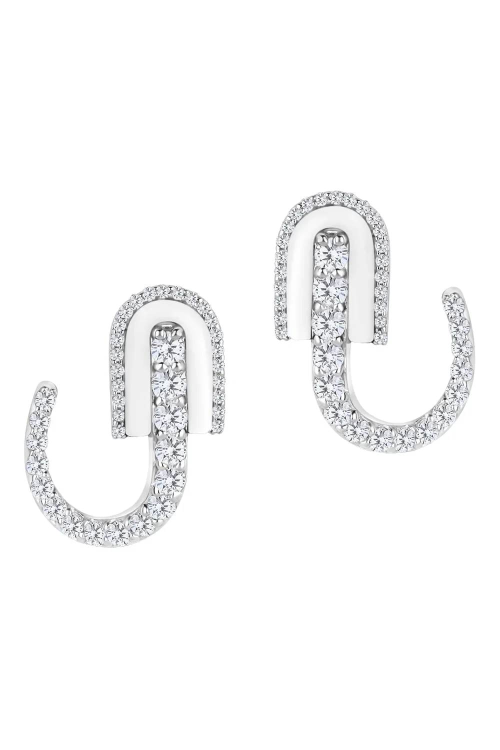 U LOS ANGELES Diamond White Quartz U Huggie Hoop Earrings