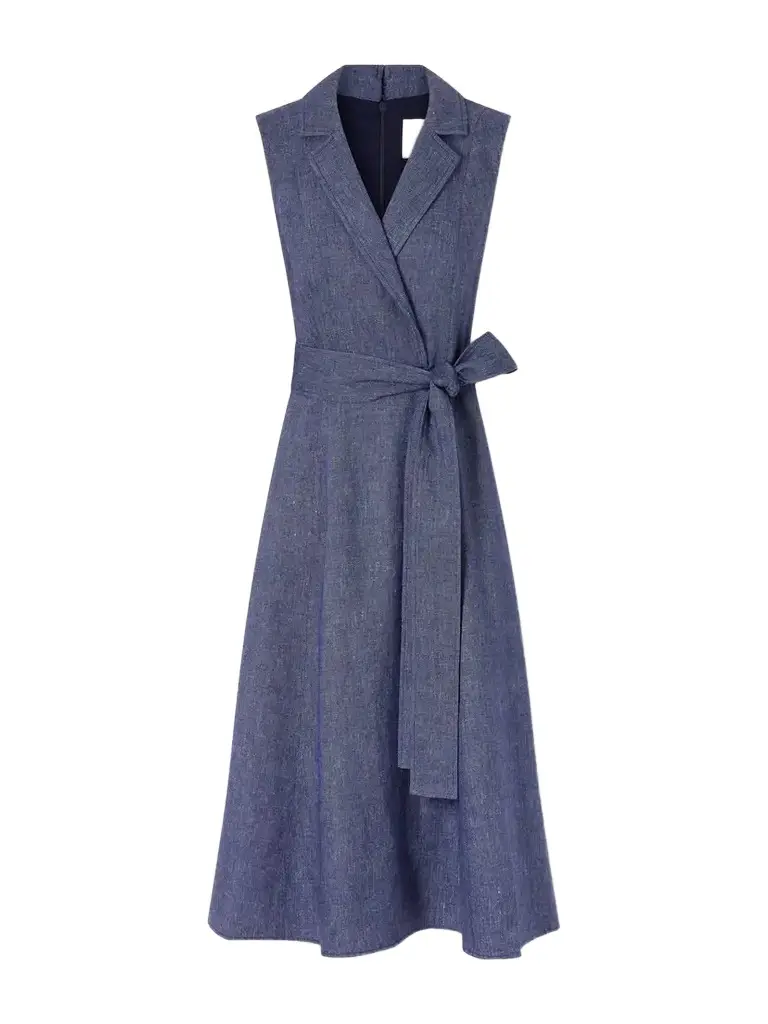 Carolina Herrera Belted Linen, Wool, Cashmere And Silk-blend Midi Dress | Image 1 Carolina Herrera Belted Linen, Wool, Cashmere And Silk-blend Midi Dress | Image 1