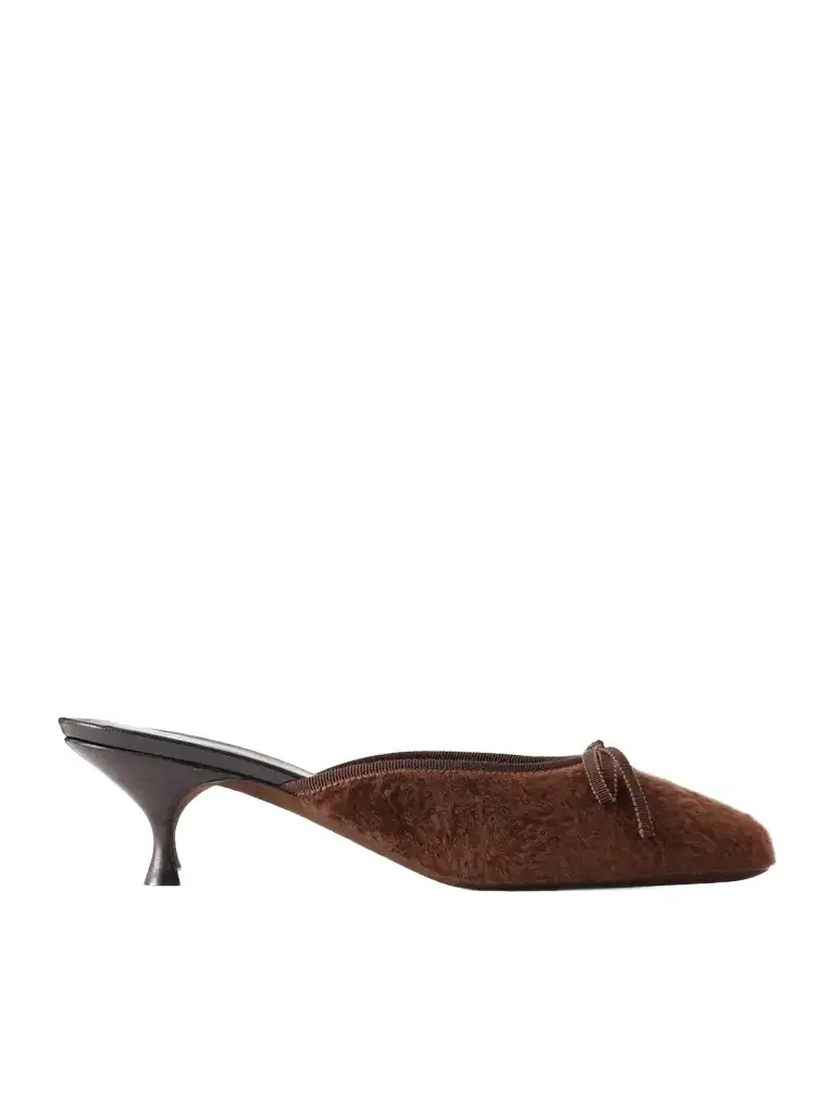 24/7 50 Bow-detail Shearling Mules 24/7 50 Bow-detail Shearling Mules