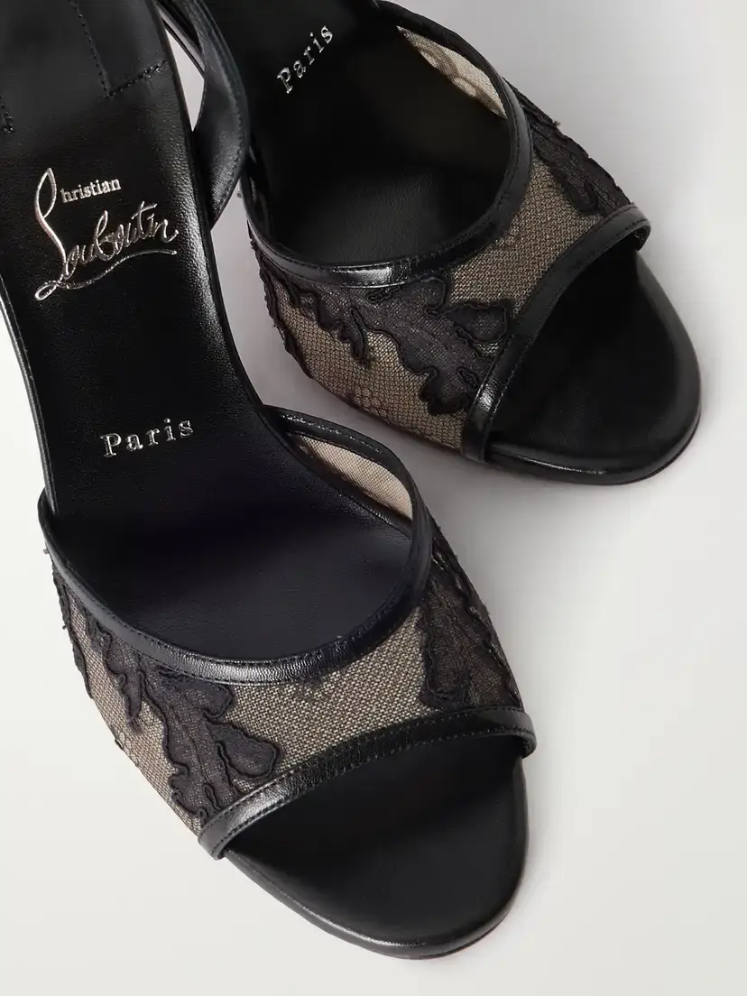 Christian Louboutin Miss Z 100 Lace And Leather Slingback Sandals | Thumbnail 5 Christian Louboutin Miss Z 100 Lace And Leather Slingback Sandals | Thumbnail 5
