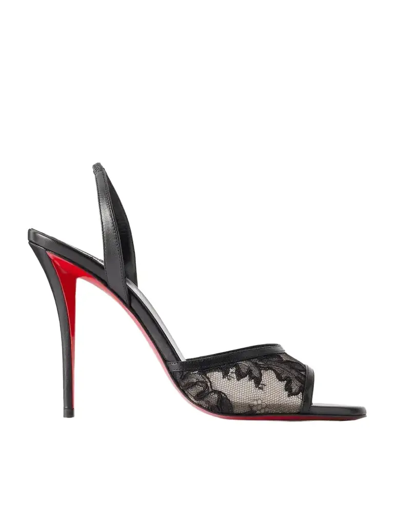 Christian Louboutin Miss Z 100 Lace And Leather Slingback Sandals | Image 1 Christian Louboutin Miss Z 100 Lace And Leather Slingback Sandals | Image 1