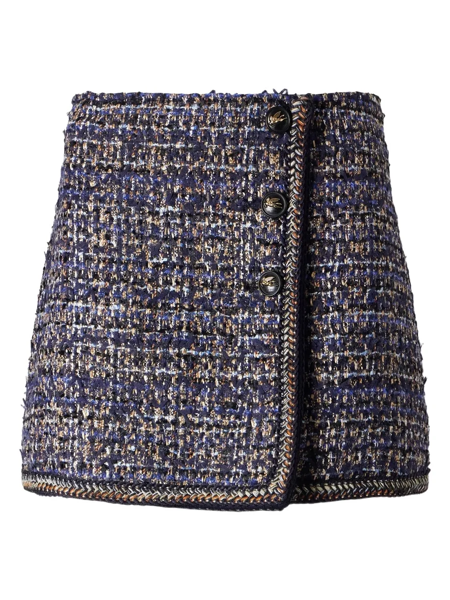 Wrap Button Tweed Mini Skirt Wrap Button Tweed Mini Skirt