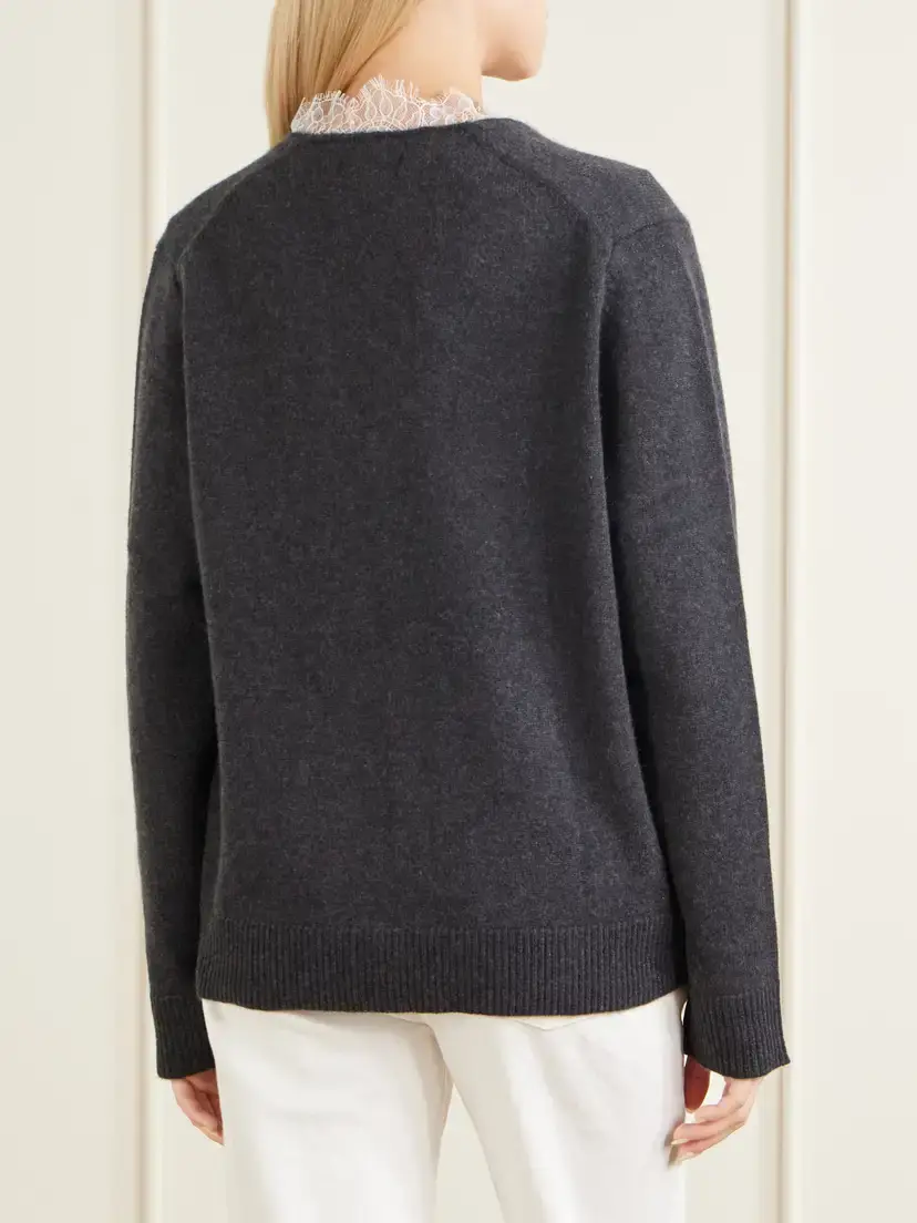 Loulou de Saison Leyla Lace-trimmed Cashmere Sweater | Thumbnail 4