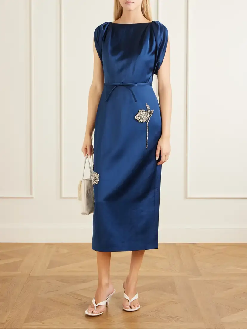 Erdem Bow-detail Embroidered Satin Midi Dress | Thumbnail 2