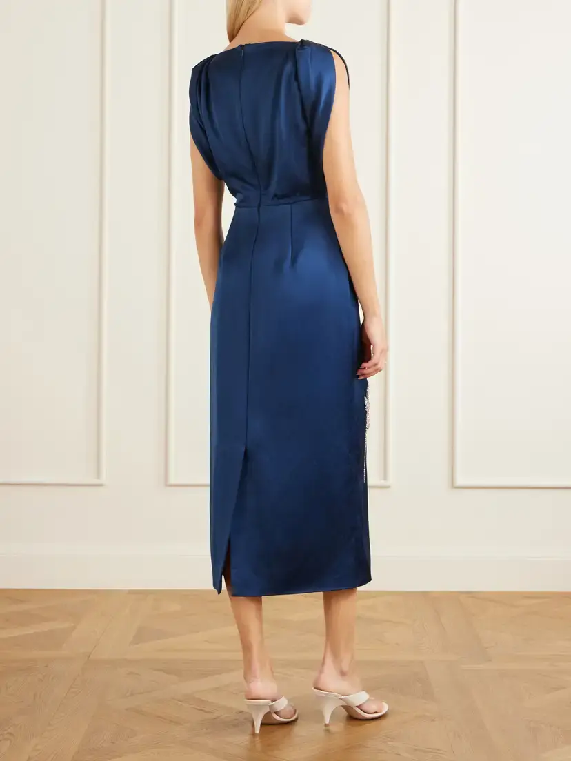 Erdem Bow-detail Embroidered Satin Midi Dress | Thumbnail 3