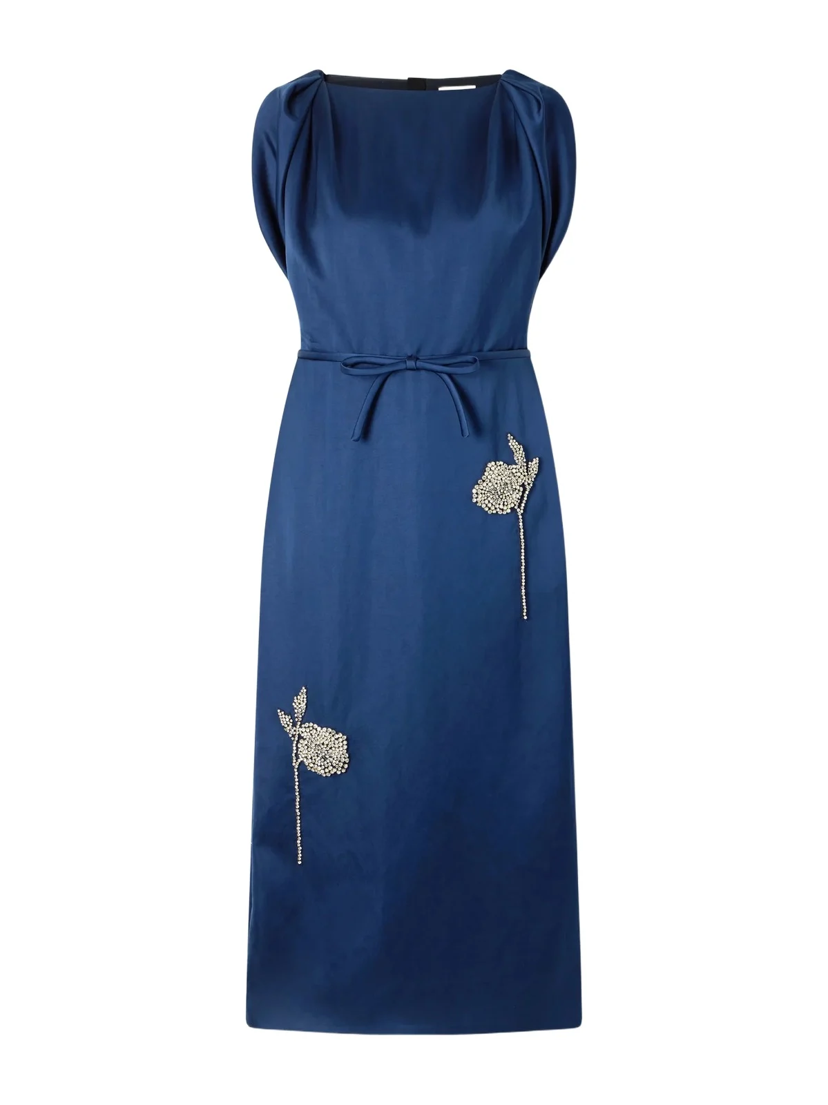 Bow-detail Embroidered Satin Midi Dress Bow-detail Embroidered Satin Midi Dress