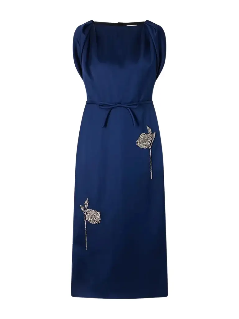 Erdem Bow-detail Embroidered Satin Midi Dress | Image 1 Erdem Bow-detail Embroidered Satin Midi Dress | Image 1