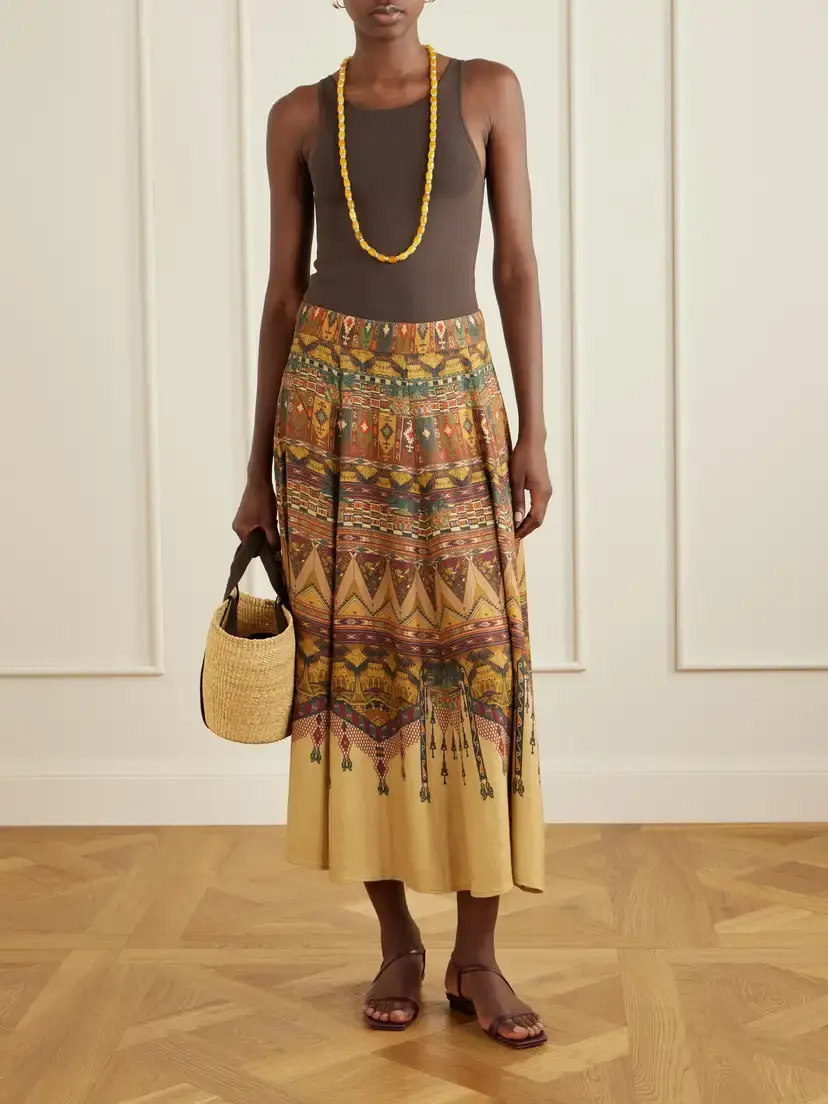Emporio Sirenuse Kendal Desert Printed Woven Silk-blend Maxi Skirt | Thumbnail 2