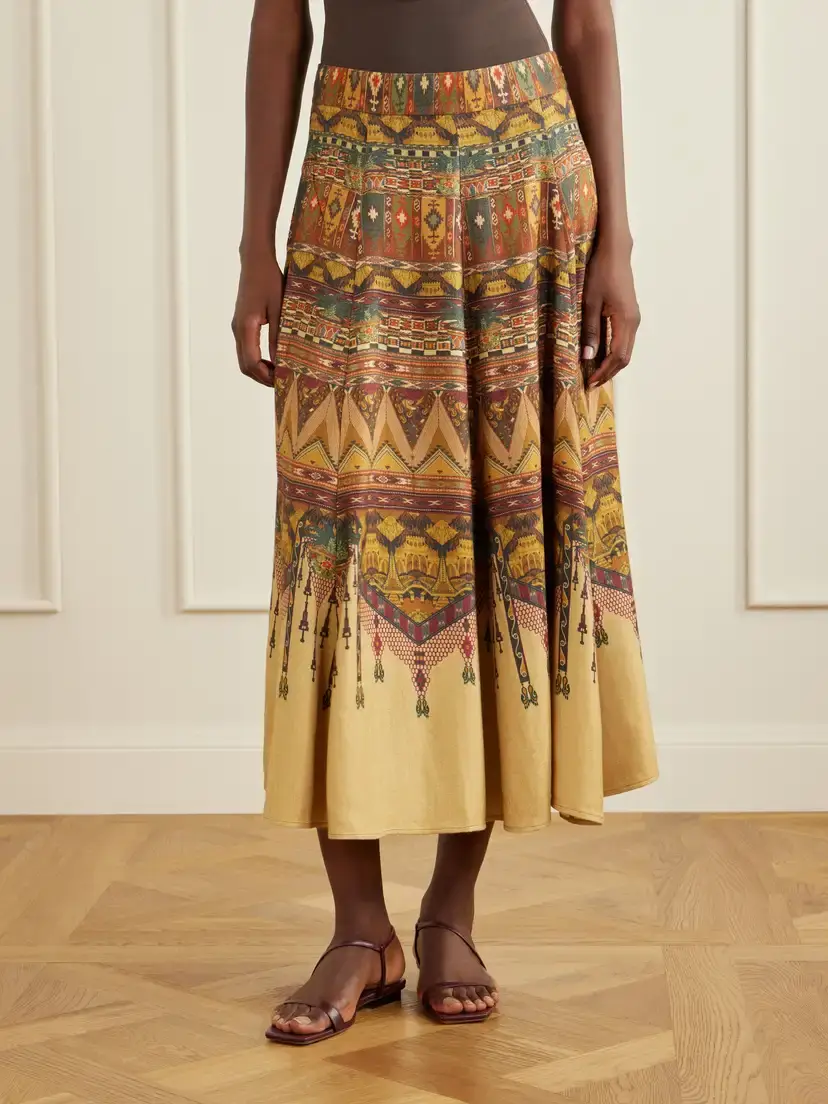 Emporio Sirenuse Kendal Desert Printed Woven Silk-blend Maxi Skirt | Thumbnail 3