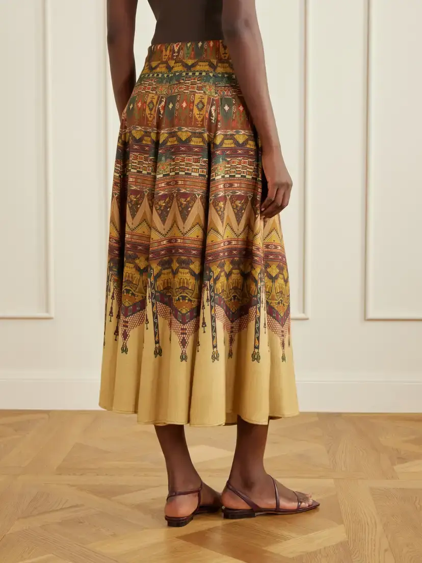 Emporio Sirenuse Kendal Desert Printed Woven Silk-blend Maxi Skirt | Thumbnail 4