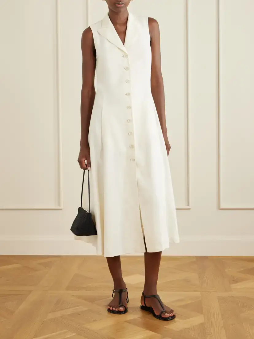 Ralph Lauren Collection Kensley Canvas Silk And Linen-blend Midi Dress | Thumbnail 2 Ralph Lauren Collection Kensley Canvas Silk And Linen-blend Midi Dress | Thumbnail 2