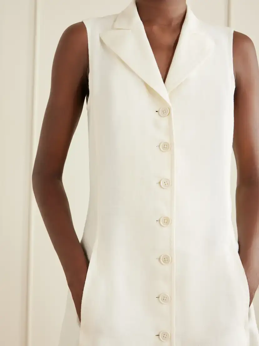 Ralph Lauren Collection Kensley Canvas Silk And Linen-blend Midi Dress | Thumbnail 4 Ralph Lauren Collection Kensley Canvas Silk And Linen-blend Midi Dress | Thumbnail 4