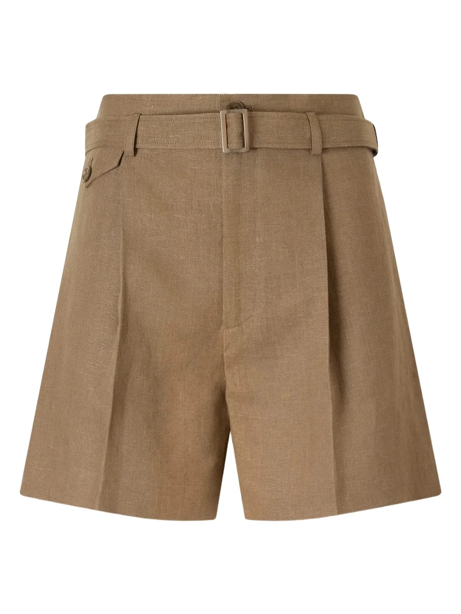 Ralph Lauren Collection Denise Belted Pleated Linen Shorts