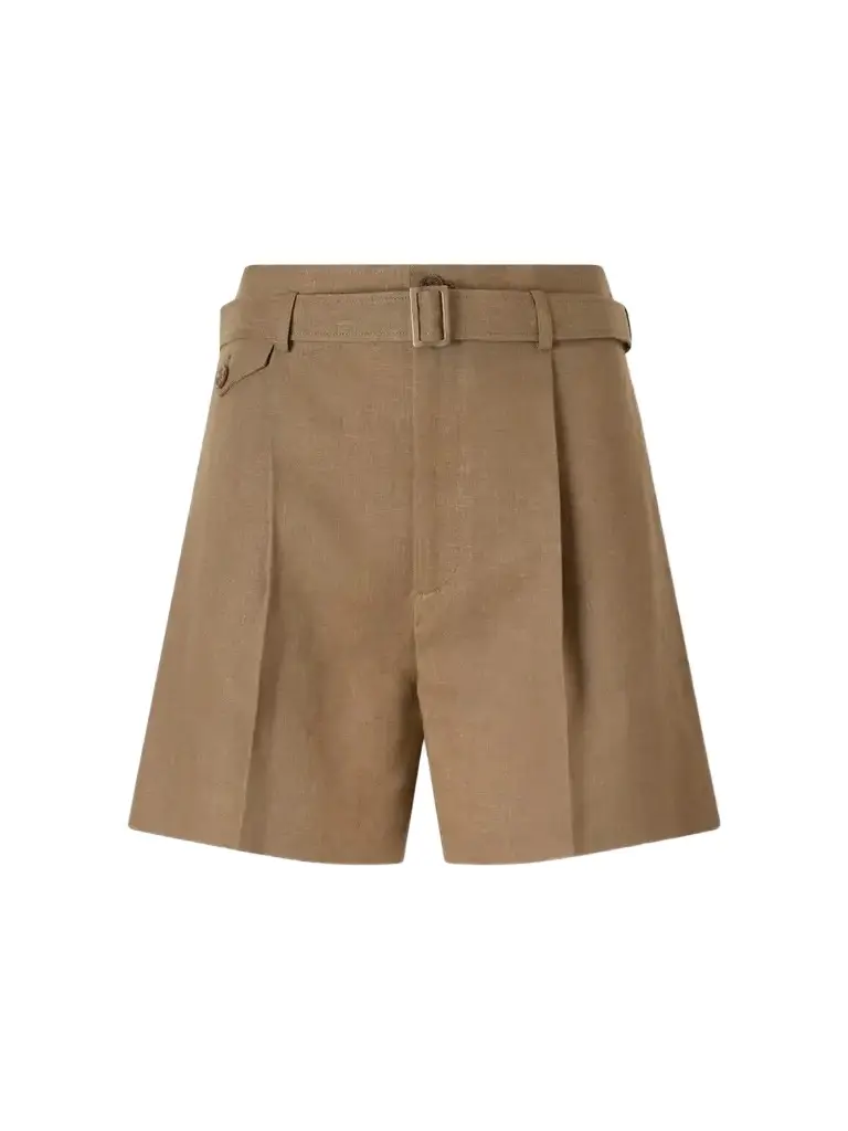 Ralph Lauren Collection Denise Belted Pleated Linen Shorts | Image 1 Ralph Lauren Collection Denise Belted Pleated Linen Shorts | Image 1