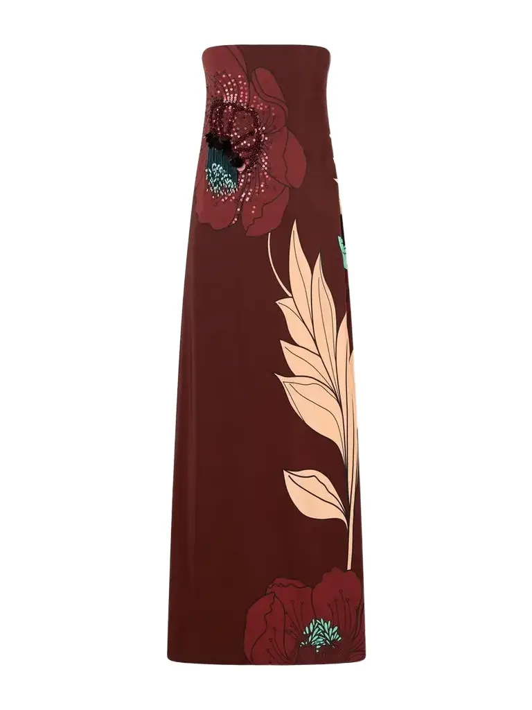 Johanna Ortiz Petals Embellished Printed Crepe Maxi Dress | Image 1 Johanna Ortiz Petals Embellished Printed Crepe Maxi Dress | Image 1
