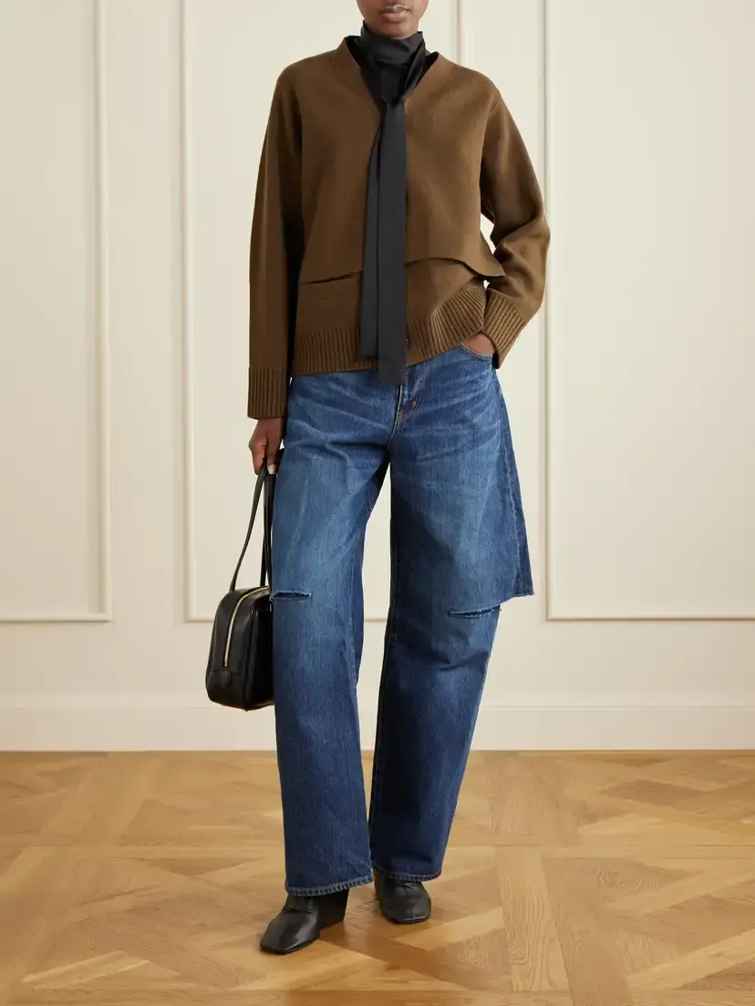 Sacai Scarf-detailed Wool Cardigan | Thumbnail 2 Sacai Scarf-detailed Wool Cardigan | Thumbnail 2