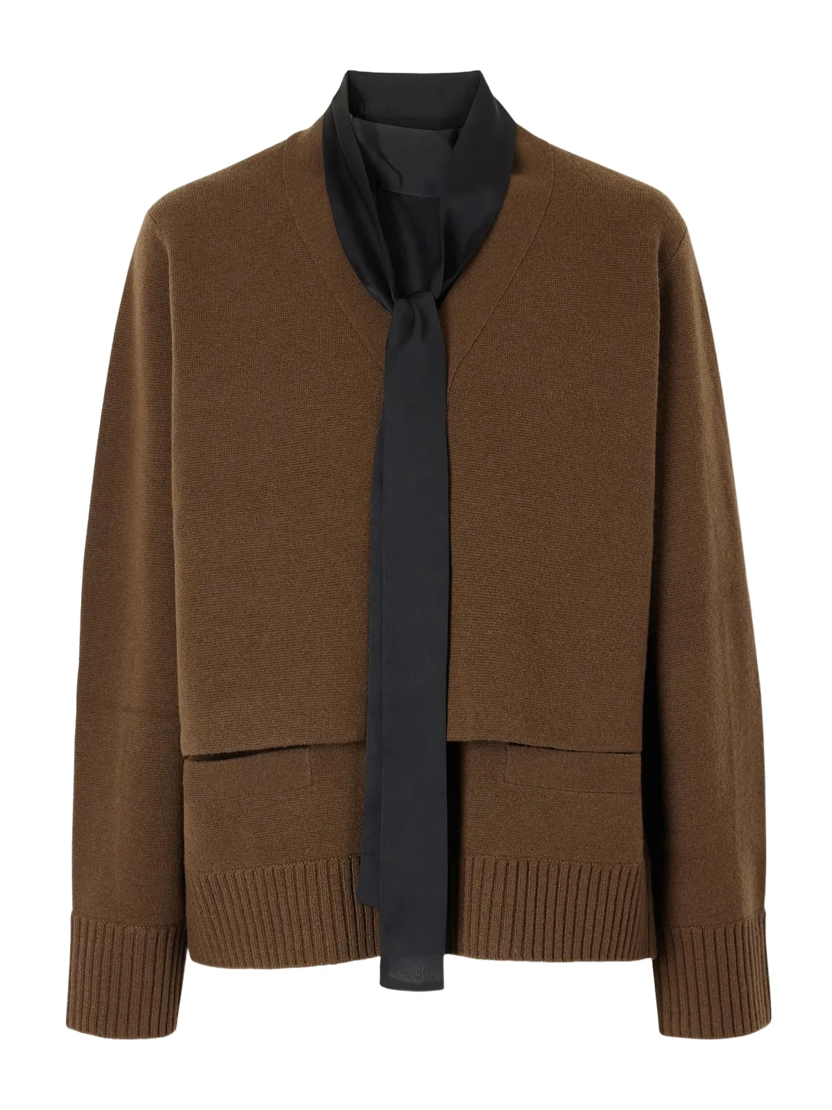 Scarf-detailed Wool Cardigan Scarf-detailed Wool Cardigan