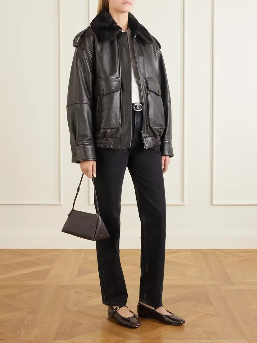 Loulou de Saison Russo Shearling-trimmed Leather Jacket | Thumbnail 2 Loulou de Saison Russo Shearling-trimmed Leather Jacket | Thumbnail 2