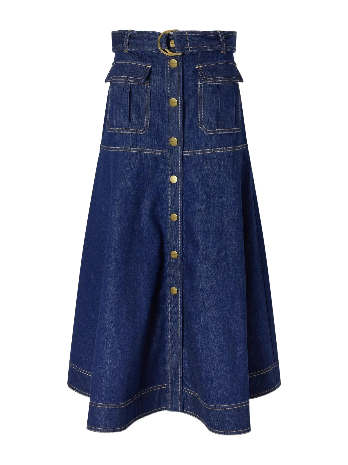 Belted Denim Midi Skirt Belted Denim Midi Skirt