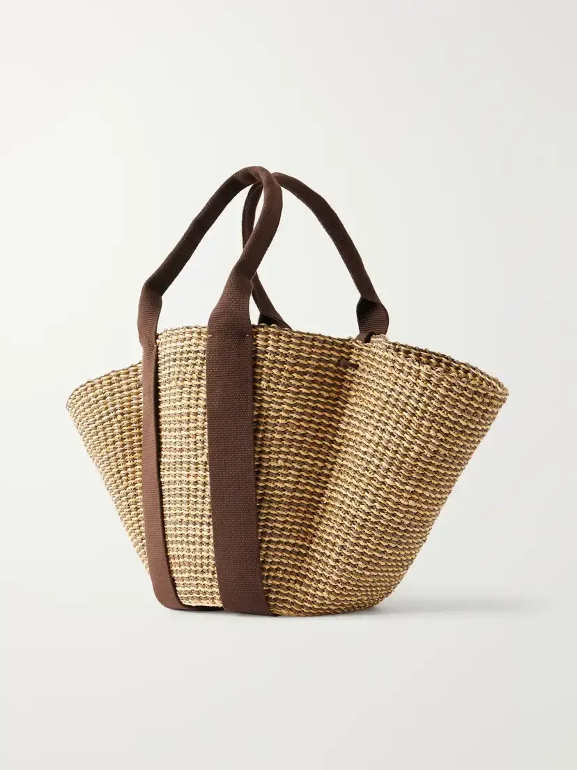 MUUÑ Cotton And Leather-trimmed Raffia Tote | Thumbnail 3