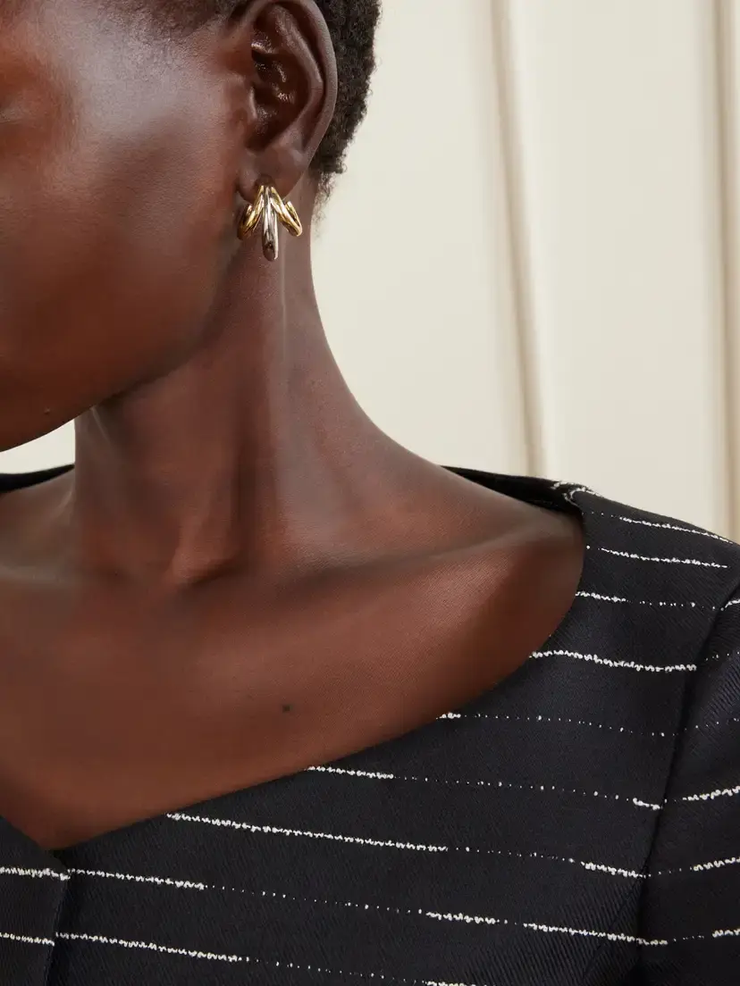 Jennifer Fisher Triple Lilly 10-karat Gold And Sterling Silver-plated Brass Earrings | Thumbnail 2 Jennifer Fisher Triple Lilly 10-karat Gold And Sterling Silver-plated Brass Earrings | Thumbnail 2