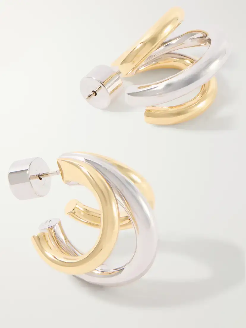 Jennifer Fisher Triple Lilly 10-karat Gold And Sterling Silver-plated Brass Earrings | Thumbnail 3 Jennifer Fisher Triple Lilly 10-karat Gold And Sterling Silver-plated Brass Earrings | Thumbnail 3