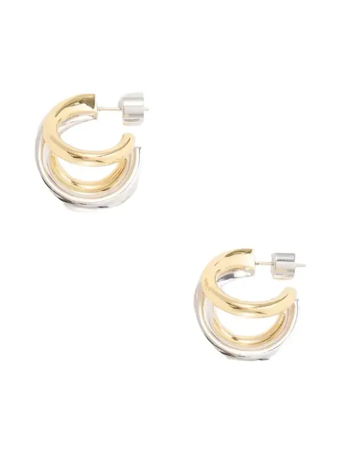Triple Lilly 10-karat Gold And Sterling Silver-plated Brass Earrings Triple Lilly 10-karat Gold And Sterling Silver-plated Brass Earrings