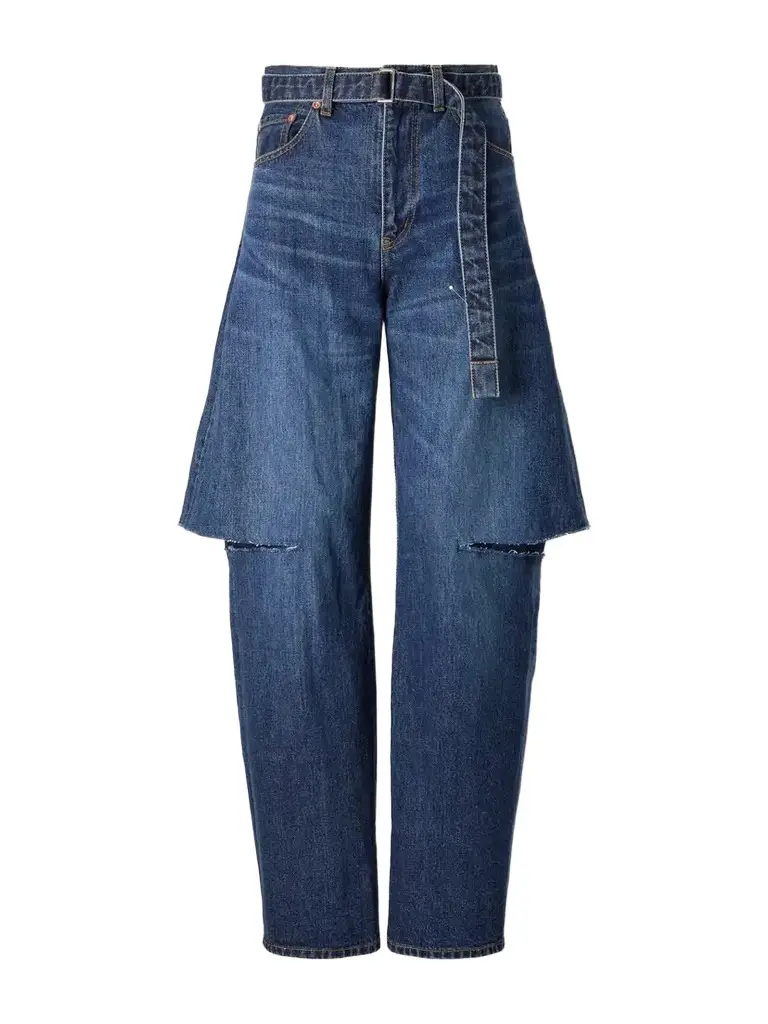 Sacai Belted Cut-out Mid-rise Wide-leg Jeans | Image 1 Sacai Belted Cut-out Mid-rise Wide-leg Jeans | Image 1