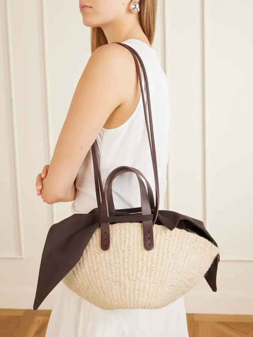 MUUÑ Sophia Mini Leather And Cotton-trimmed Raffia Top-handle Bag | Thumbnail 2 MUUÑ Sophia Mini Leather And Cotton-trimmed Raffia Top-handle Bag | Thumbnail 2