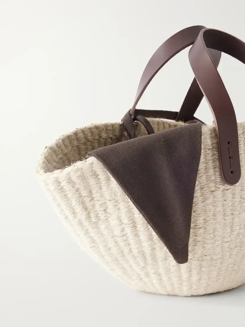 MUUÑ Sophia Mini Leather And Cotton-trimmed Raffia Top-handle Bag | Thumbnail 5 MUUÑ Sophia Mini Leather And Cotton-trimmed Raffia Top-handle Bag | Thumbnail 5