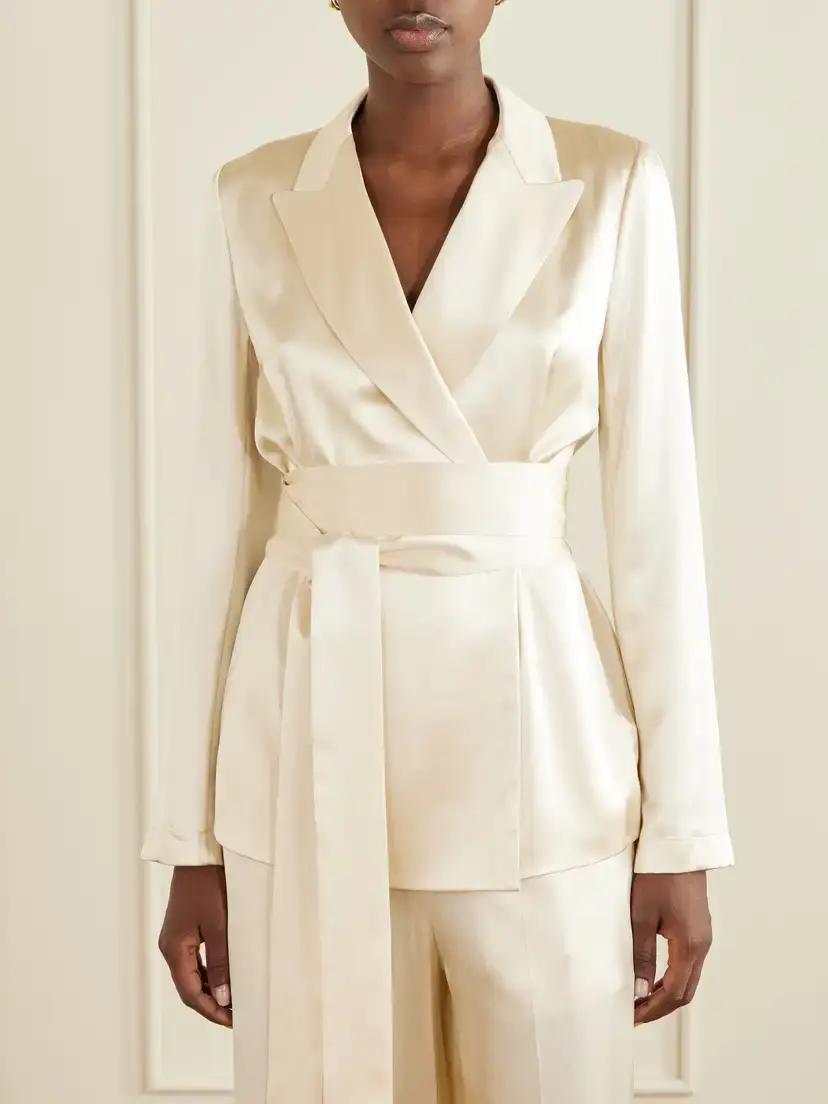 Joseph Archer Belted Silk-satin Jacket | Thumbnail 3 Joseph Archer Belted Silk-satin Jacket | Thumbnail 3