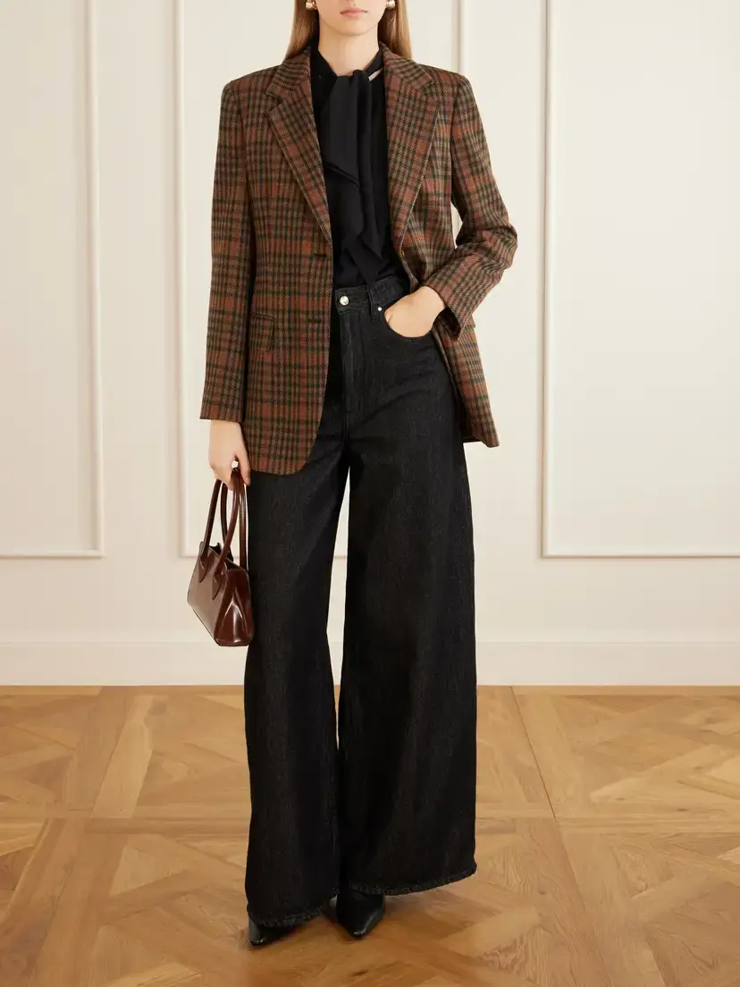 Max Mara Galosce Houndstooth Wool And Cotton-blend Blazer - Brown | Thumbnail 2 Max Mara Galosce Houndstooth Wool And Cotton-blend Blazer - Brown | Thumbnail 2