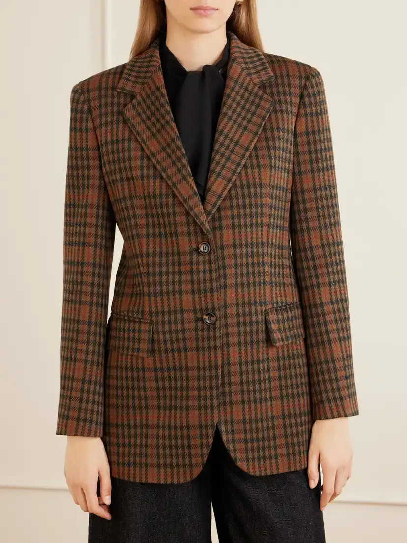 Max Mara Galosce Houndstooth Wool And Cotton-blend Blazer - Brown | Thumbnail 3 Max Mara Galosce Houndstooth Wool And Cotton-blend Blazer - Brown | Thumbnail 3