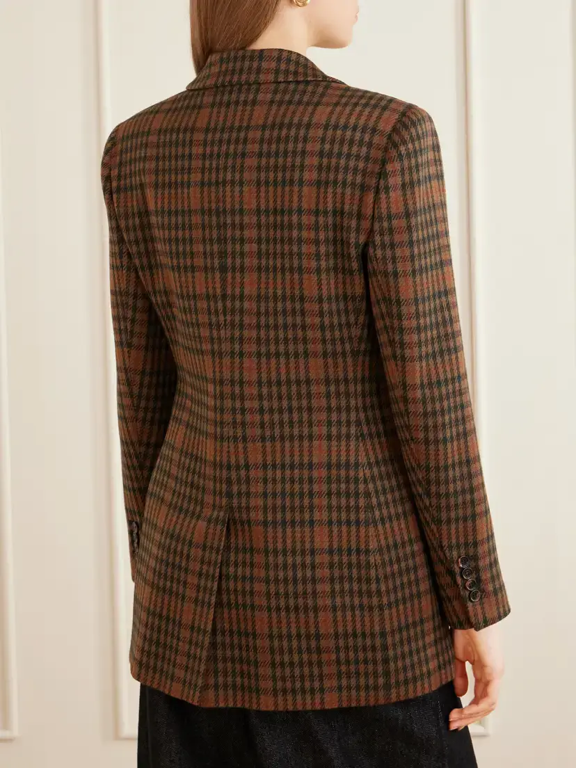 Max Mara Galosce Houndstooth Wool And Cotton-blend Blazer - Brown | Thumbnail 4 Max Mara Galosce Houndstooth Wool And Cotton-blend Blazer - Brown | Thumbnail 4