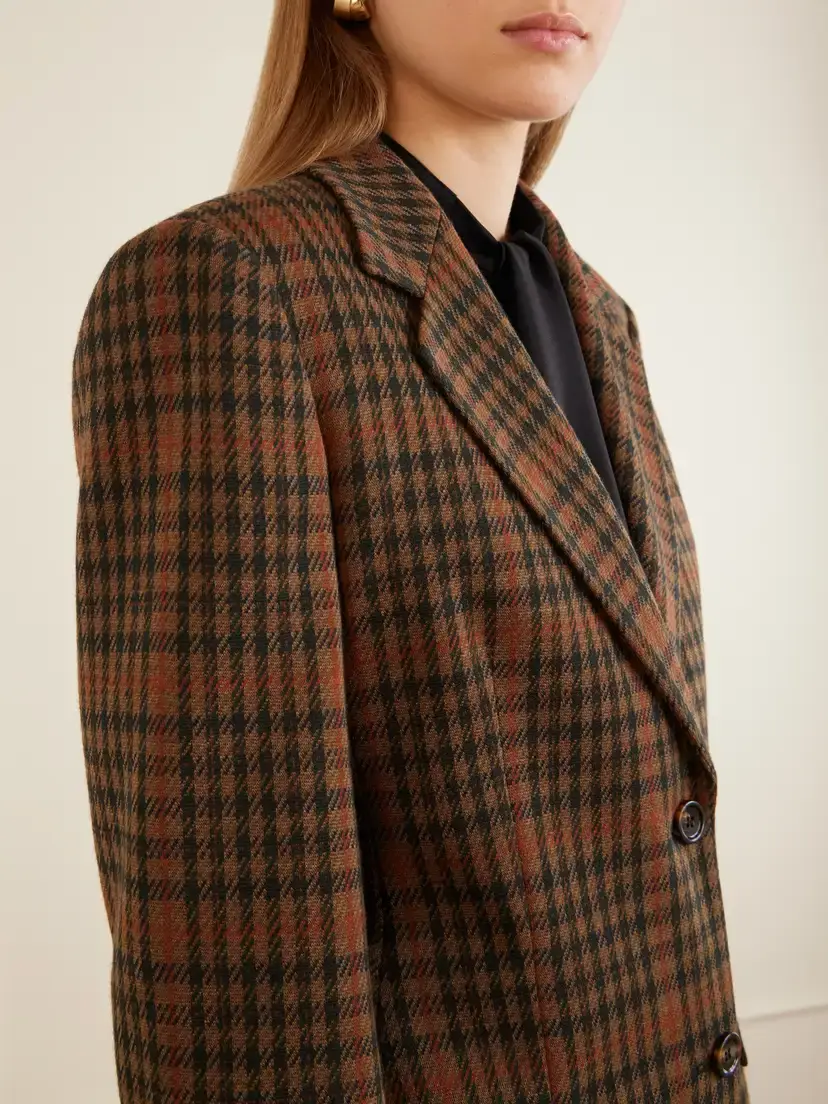 Max Mara Galosce Houndstooth Wool And Cotton-blend Blazer - Brown | Thumbnail 5 Max Mara Galosce Houndstooth Wool And Cotton-blend Blazer - Brown | Thumbnail 5